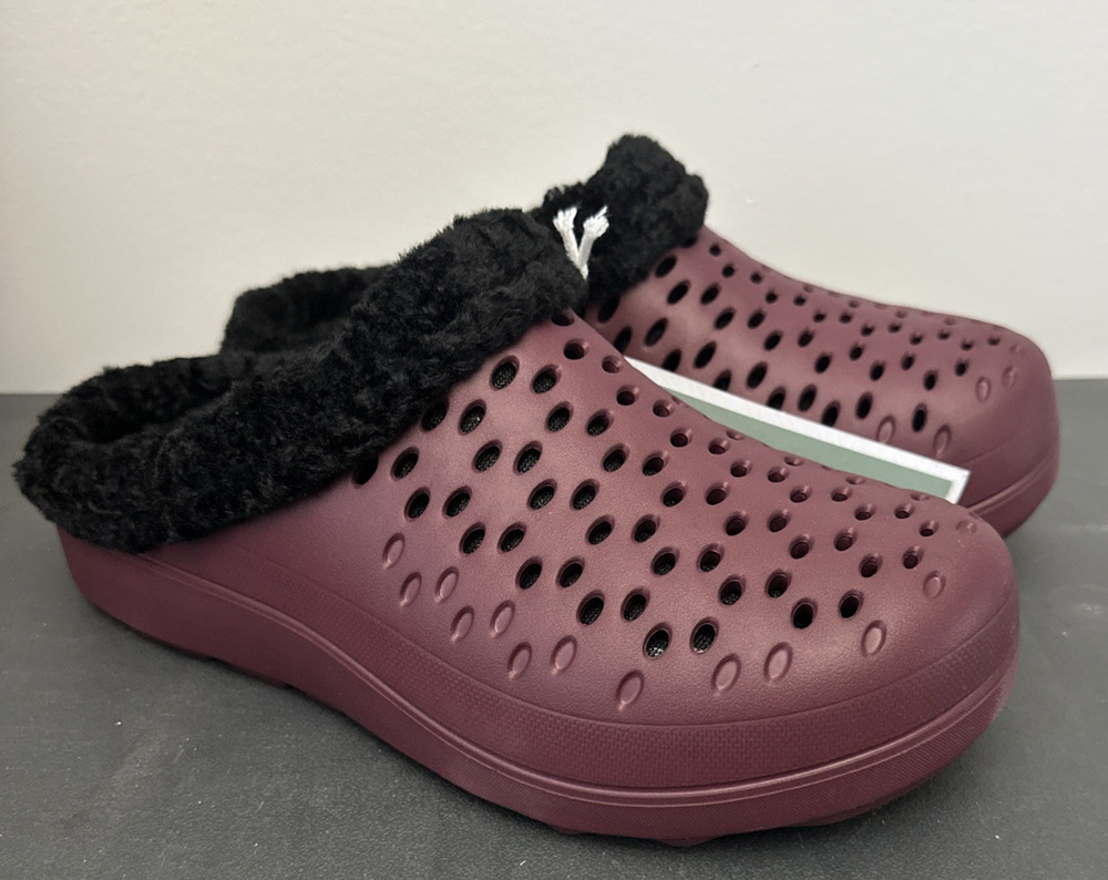 Revitalign Clog 9W Red Orthotic Recovery Cozy Faux Fur Lined Fusion Vitality